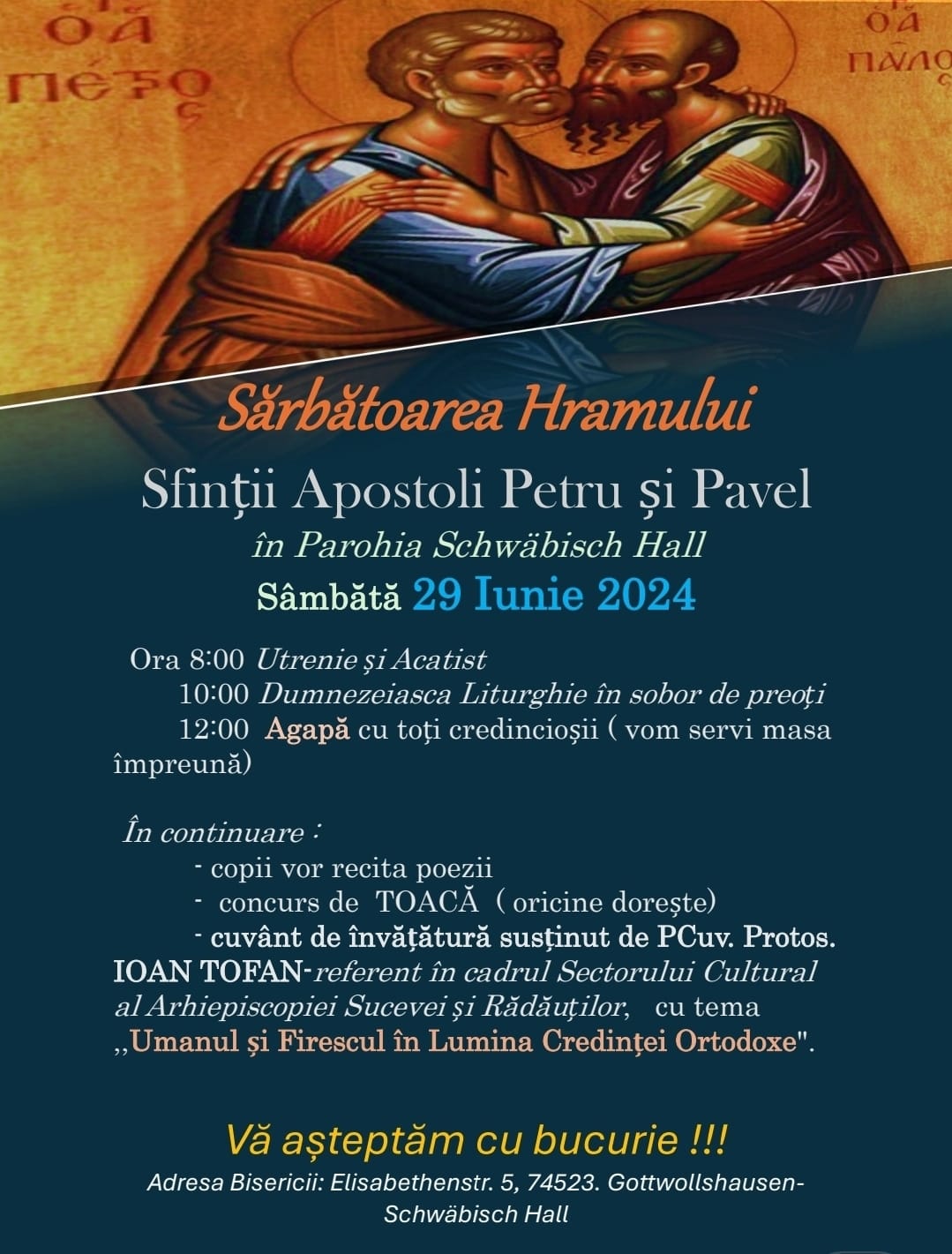 Hramul Parohiei Ortodoxe din Schwäbisch Hall – 29 iunie 2024