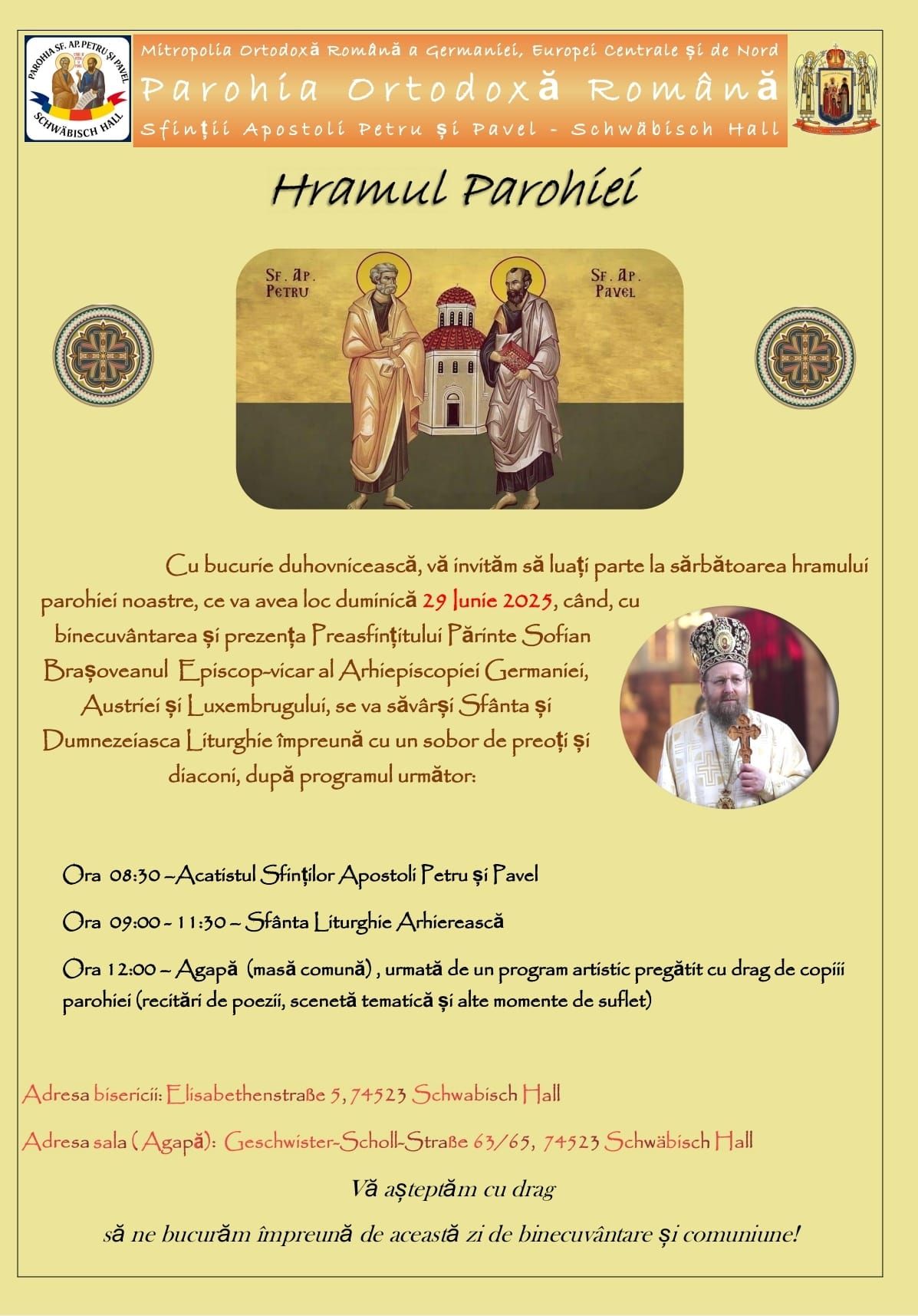 Hramul Parohiei Ortodoxe din Schwäbisch Hall – 29 iunie 2025